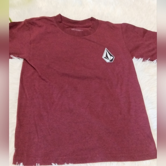 Volcom Dark Red Short Sleeve Tee Classic Crew Neck Kids Size Small - Picture 2 of 4